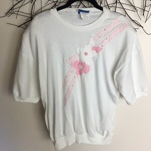80’s 90’s vintage short sleeve sweater. White pink